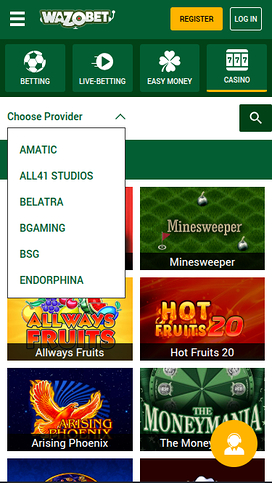 Wazobet Casino Mobile Game Developers