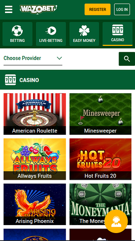 Wazobet Casino Mobile Games