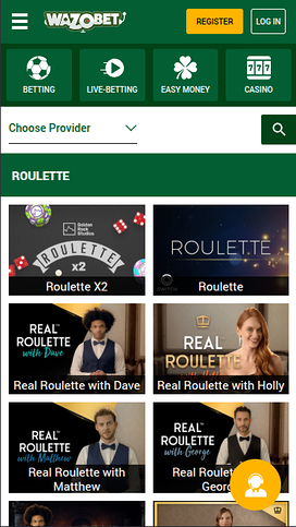 Wazobet Casino Mobile Live Dealer