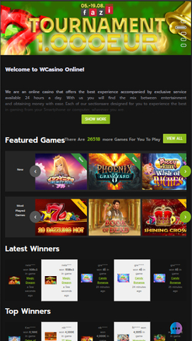 WCasino Online Mobile Homepage
