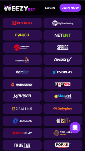 WeezyBet Casino Game Developers Mobile