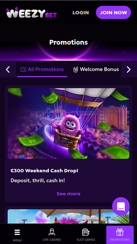 WeezyBet Casino Promotions Mobile