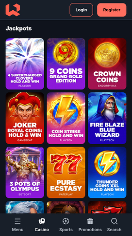 Jackpot móvil del casino Wettson