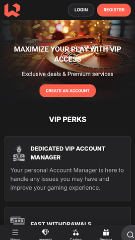 Captura de pantalla VIP de Wettson Casino para dispositivos móviles