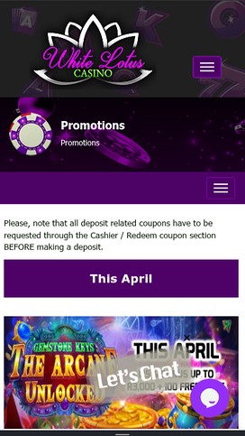 White Lotus Casino Mobile Promotions