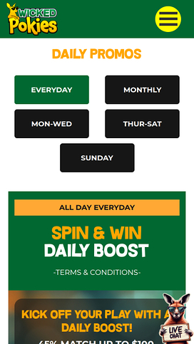 Wicked Pokies Casino Promotions Mobile