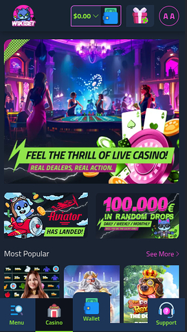 Wikibet Casino Homepage Mobile