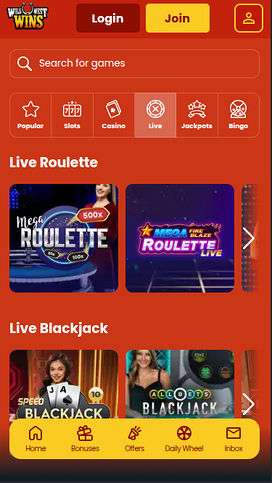 Wild West Wins Live Dealer Mobile