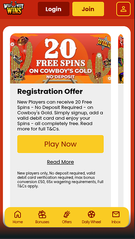 Wild West Wins Promotions Mobile