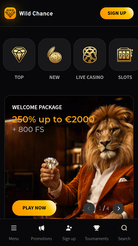 Wild Chance Casino Mobile Homepage