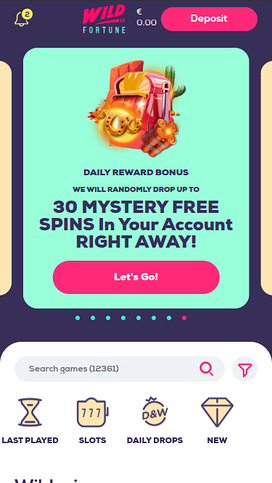 Wildfortune Casino Mobile Homepage
