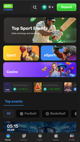 Win Casino Mobile Homepage