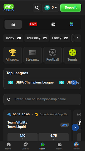 Win Casino Mobile Sports