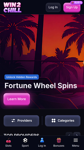 Página de inicio móvil del casino Win2chill