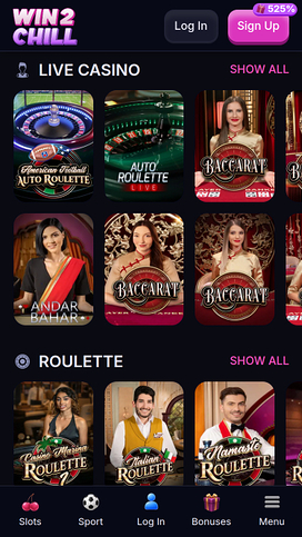 Casino móvil con crupier en vivo Win2chill
