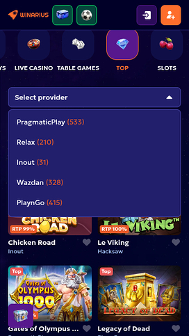 Winarius Casino Mobile Game Developers