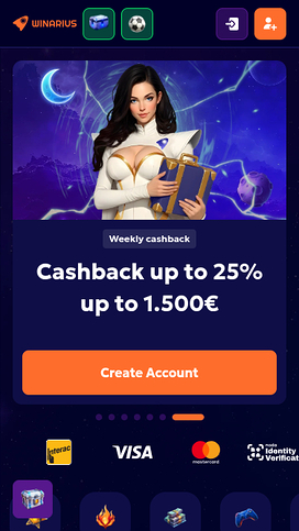 Winarius Casino Mobile Homepage