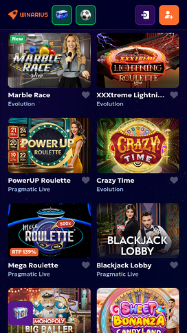 Winarius Casino Mobile Live Dealer