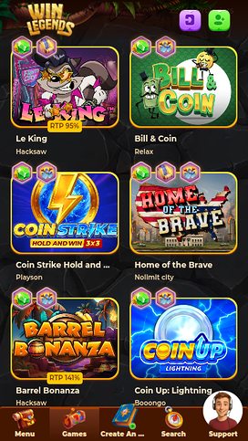 WinLegends Casino Mobile Games