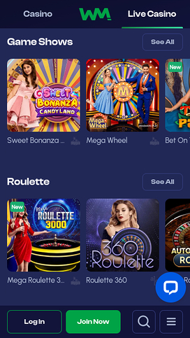 Casino móvil con crupier en vivo Winmaker