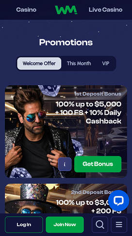 Promociones móviles de Winmaker Casino
