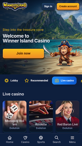 Winner Island Casino Mobile Live Dealer