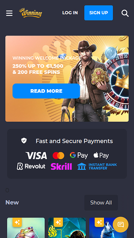 Winning Casino Mobile Homepage