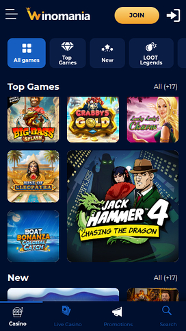 WinOMania Casino Mobile Games