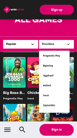 WinsMania Casino Mobile Game Developers