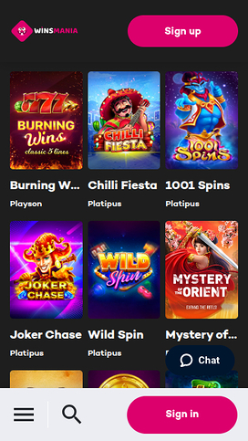 WinsMania Casino Mobile Jackpot