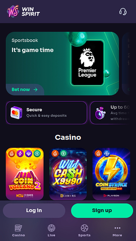 Página de inicio móvil de WinSpirit Casino