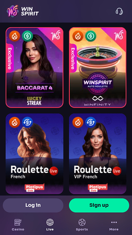 Crupier en vivo móvil de WinSpirit Casino