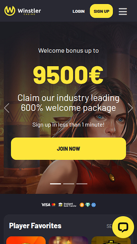 Winstler Casino Mobile Homepage