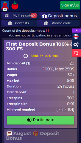 Wintomato Casino Mobile Promotions