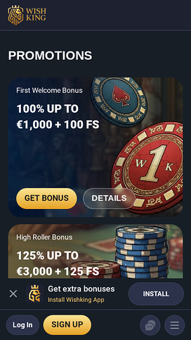 Promociones móviles de Wishing Casino