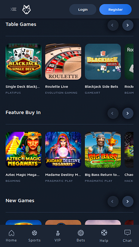 Wolf.Bet Casino Mobile Games