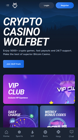Wolf.Bet Casino Mobile Homepage