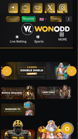 Wonodd Casino Mobile Homepage
