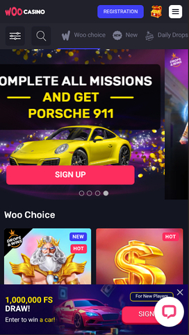 Woo Casino Mobile Homepage