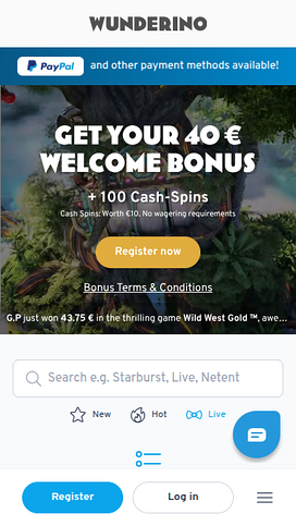 Wunderino Casino Mobilhemsida