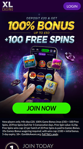 XL Casino Mobile Homepage