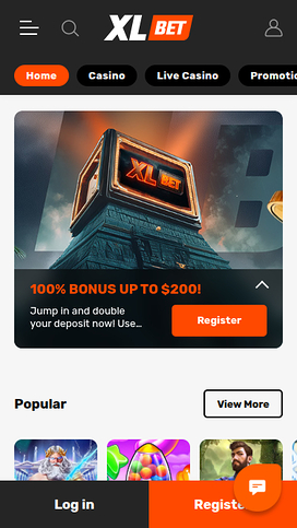 XLBet Mobile Homepage
