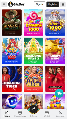 YeBet Casino Mobile Games