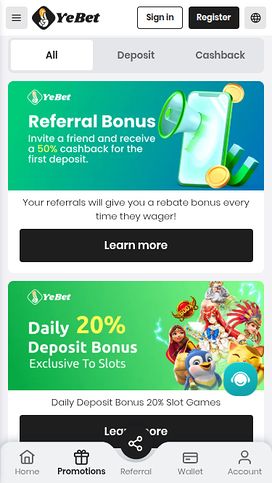 YeBet Casino Mobile Promotions
