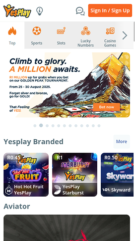 YesPlay Casino Mobile Homepage