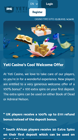 Yeti Casino mobila kampanjer