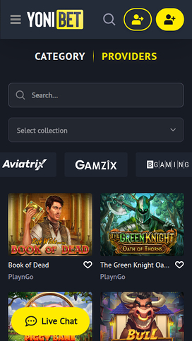 YoniBet Casino Mobile Game Developers