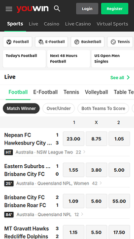 YouWin Casino Mobile Sports