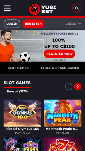 Yugibet Mobile Homepage