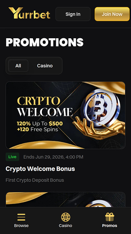 Yurrbet Casino Mobile Promotions